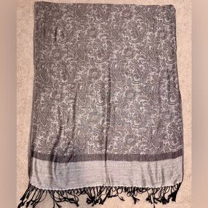 Pashmina Black and Gray Paisely Shawl/ Scarf- Pashmika & Silk